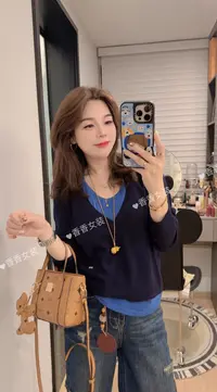 【心机剪裁】假两件长袖针织衫秋季新款小个子显瘦简约上衣