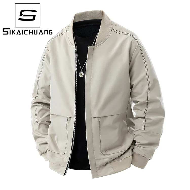 斯凯创男装春秋季时尚帅气夹克运动休闲棒球领潮流韩版男士外套