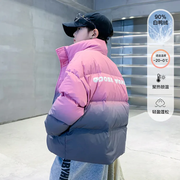 巴拉巴拉适用男童冬装渐变色90白鸭绒羽绒服2025新款儿童加厚保暖