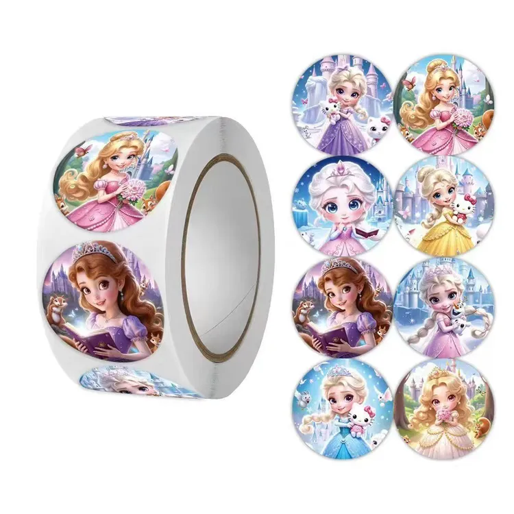 500张艾莎公主卷卷贴动漫冰雪奇缘公主可爱头像儿童奖励手账贴画