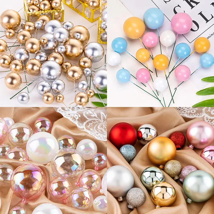 金球银球2cm3cm4cm蛋糕装饰幻彩球金珠银珠烘焙甜品台插件摆件