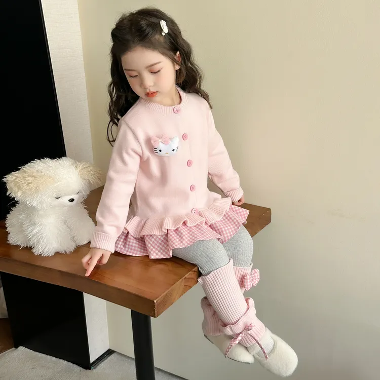 女童巨好看秋装套装2025新款女宝卡通猫咪开衫洋气儿童韩版两件套