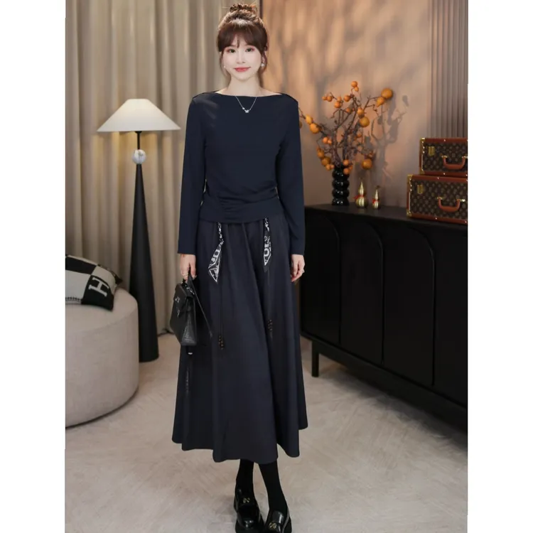 LMENY“女主裙”小个子/常规丝巾腰带松紧大摆A字显瘦半裙25CQ005