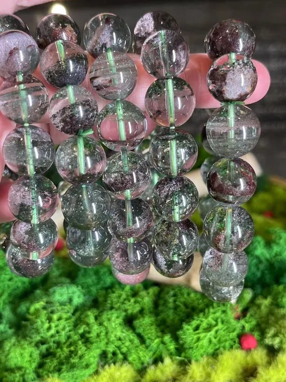 非金属珐琅手链 花师傅推荐 透明配绿珠手链