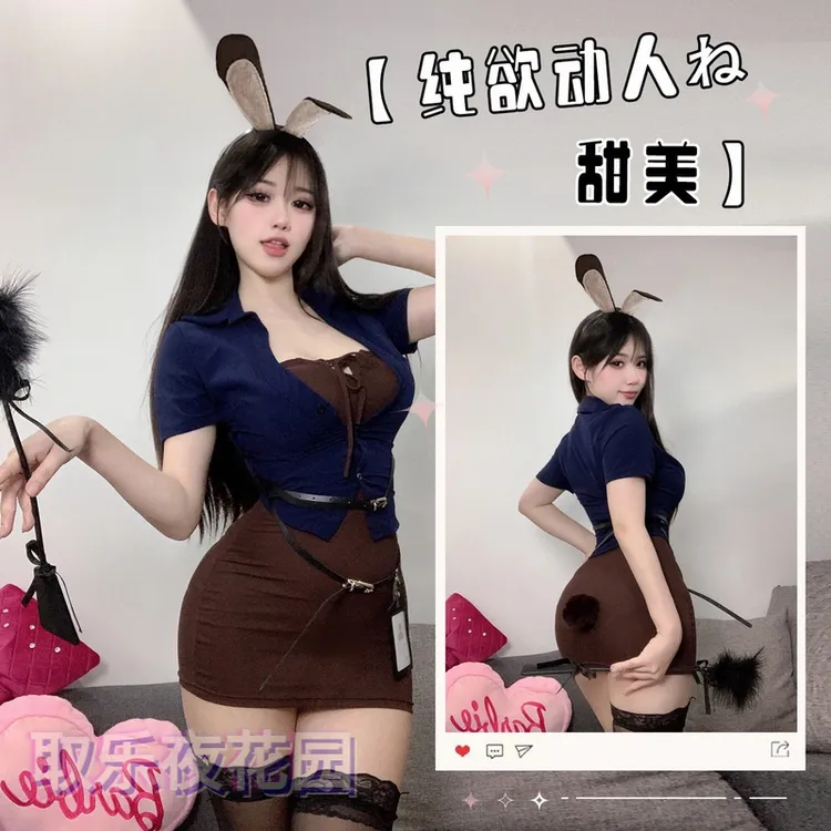 兔兔御姐辣妹高腰制服显瘦性感甜美学院纯欲风jk气质短款时尚套装