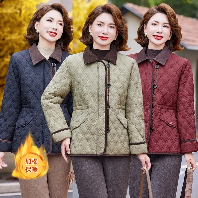 妈妈秋冬棉衣外套2025新款中老年女装冬季轻薄减龄棉服气质小棉袄