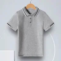 艾顿校服中小学生灰色半螺纹短袖T恤男女白色polo衫吸汗透气校服