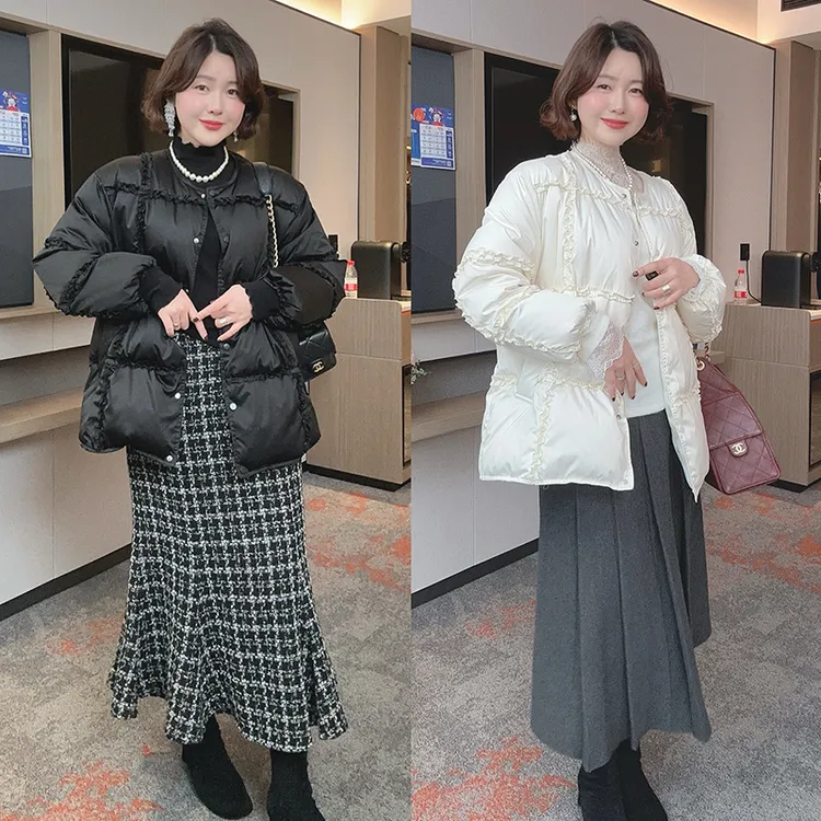 【DIS 定制】【云朵泡芙】木耳边拼接90白鸭绒羽绒服Z525X21281