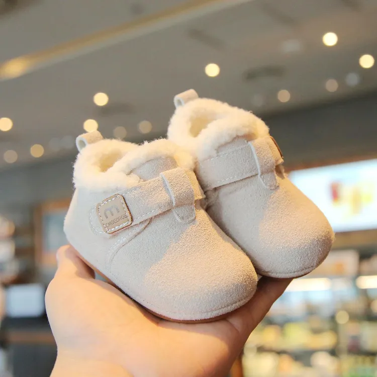 冬季加绒勃肯鞋0-2岁婴幼儿男女宝宝防滑软底加绒保暖百搭学步鞋
