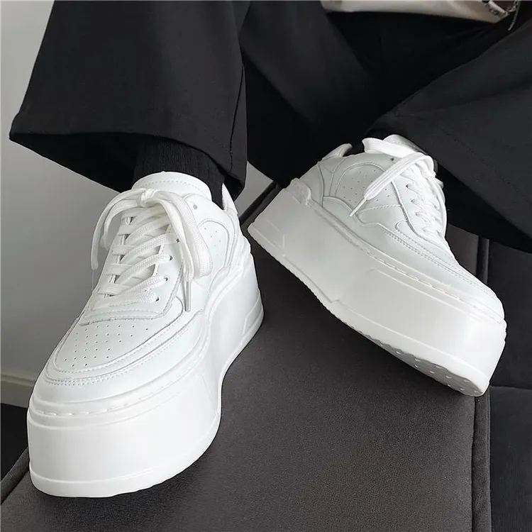 2025秋季新款透气内增高男鞋厚底运动休闲潮鞋男士小白鞋松糕板鞋
