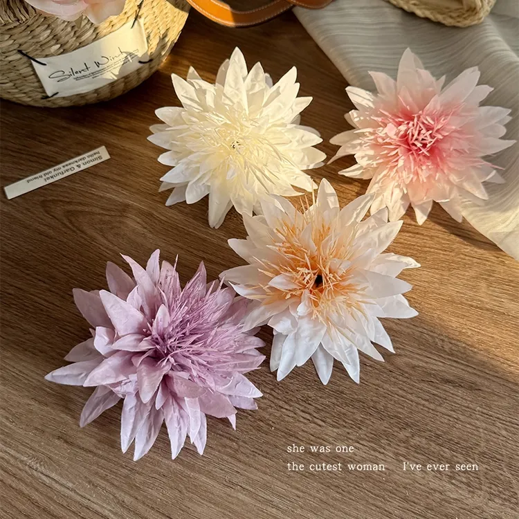 纯欲风紫色海葵花朵发夹超仙羽毛百合高级感头饰新款唯美气质发饰