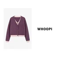 【Whoopi】【秋明暮色】可露丽风假两件针织开衫宽松显瘦长袖上衣