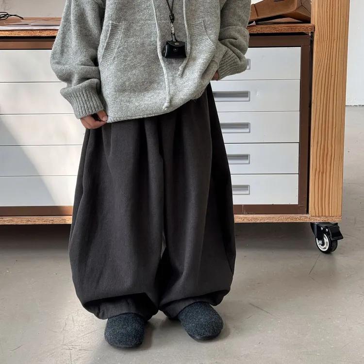 童裤2025冬季新款韩版阔感弯刀裤男童纯色加绒牛仔裤儿童保暖长裤