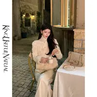 KUN【罗马雪夜】层次精致 立体提花珠片小卷毛正肩米色秋冬小香上衣