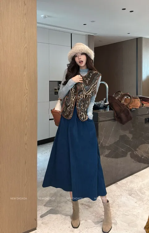 利达 NEW DADADA 复古文艺风半身裙精致气质时尚秋冬裙子QEM2977