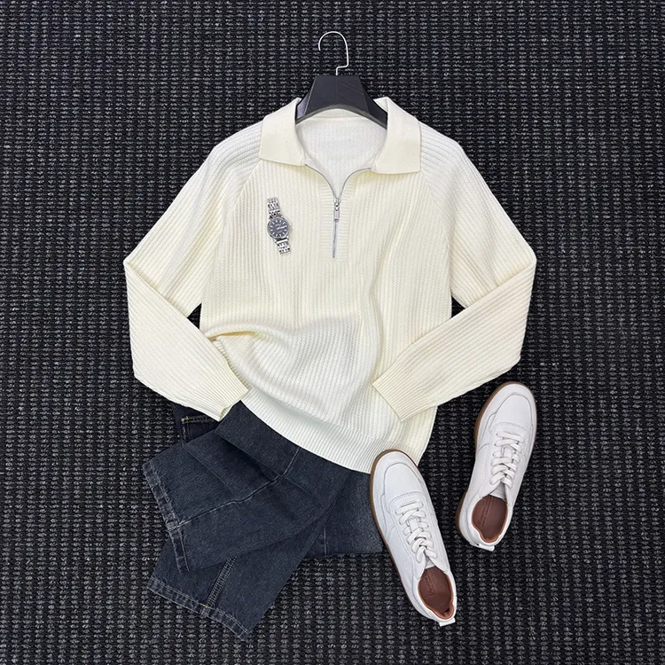 MIGSIMHE·秋冬季2025新款半拉链羊毛针织衫男士痞帅休闲毛衣外套