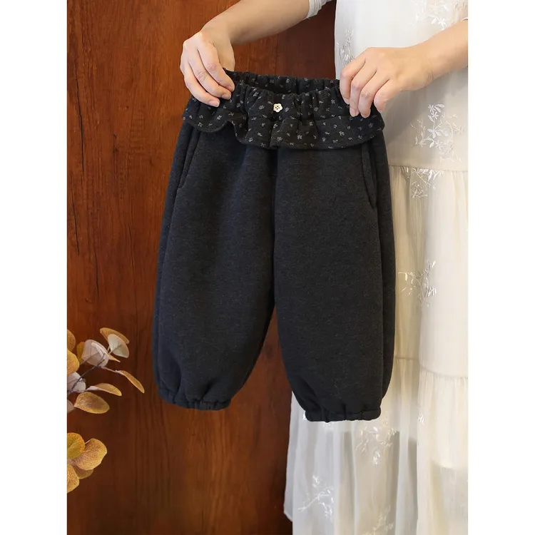 女宝宝加绒加厚裤子2025冬装新款儿童羊驼绒保暖卫裤女童哈伦裤