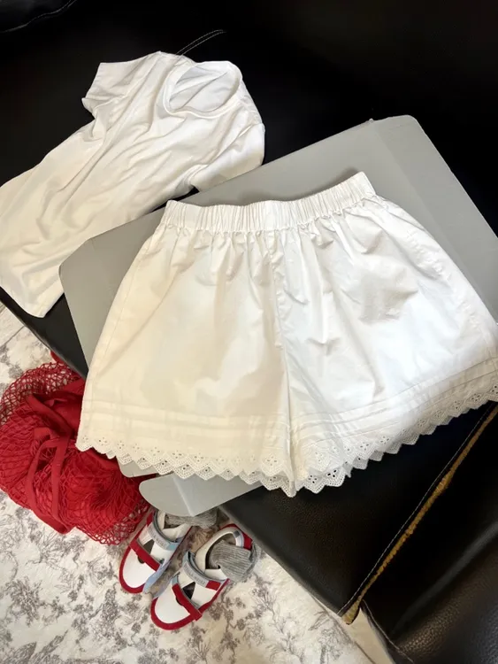 韩版夏季女短裤白色蕾丝短裤外穿裤百搭休闲时尚A版2025爆款洋气
