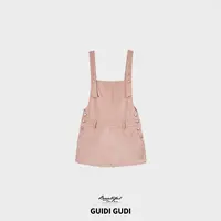 GUIDI GUDI【鼓风】时尚浪漫修身吊带连衣裙/黄加蓝 