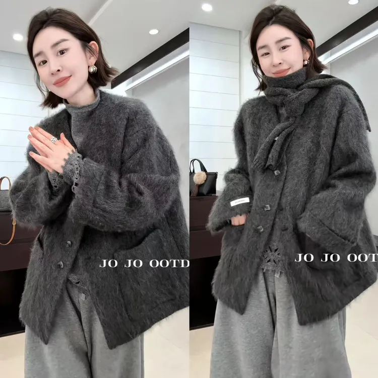 玖了个玖 2025秋冬新款 时尚外套休闲极简风长袖静奢风 2511C8518