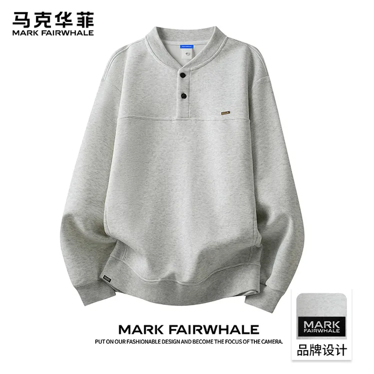 马克华菲美式长袖卫衣男士秋季休闲宽松2025新款潮牌百搭圆领上衣