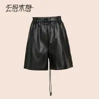 25年秋Ysimo-X云思木想 千夜风华 时尚松紧腰附腰带皮短裤13976