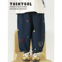 YOEHYAUL/幼悠幼悠【星星狗】秋叁波星星刺绣暖磨毛柔软牛仔裤Q4307