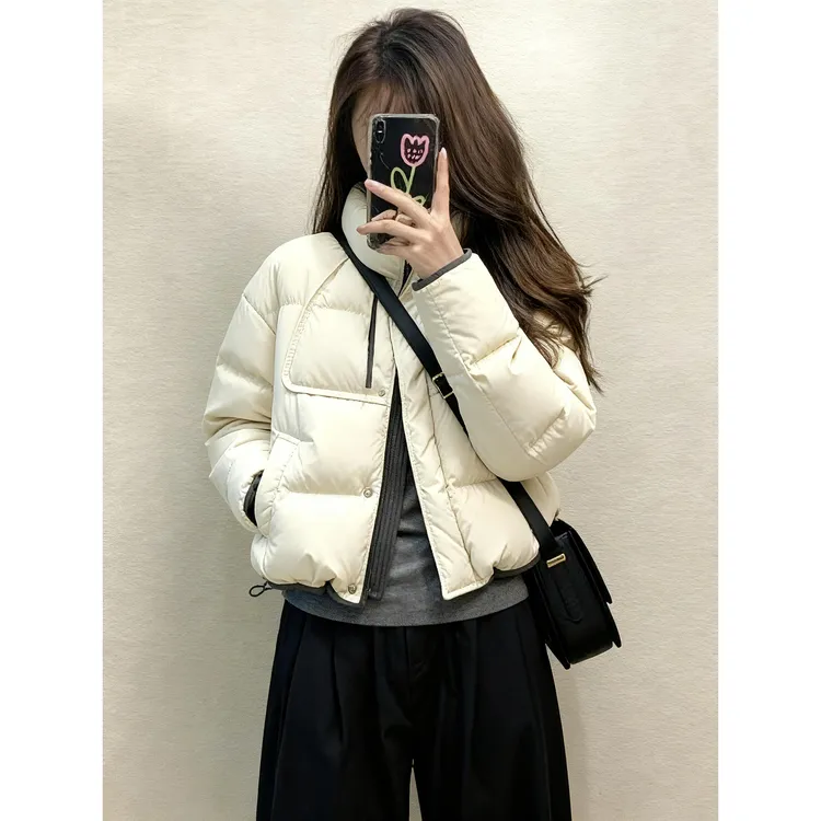 2025新款羽绒服巨好看的韩系加厚短款白色夹棉保暖外套女冬季棉袄