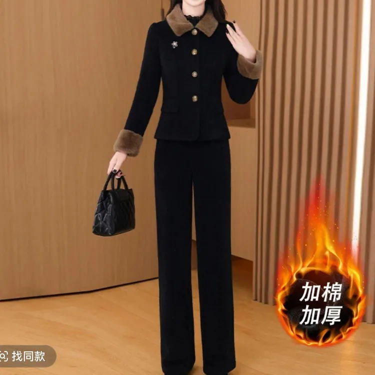 【两件套】23459冬季优雅气质修身时尚休闲收腰显瘦套裤-ASJ