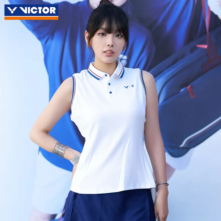 俱乐部VICTOR威克多羽毛球服胜利针织无袖POLO衫S-5501VBC