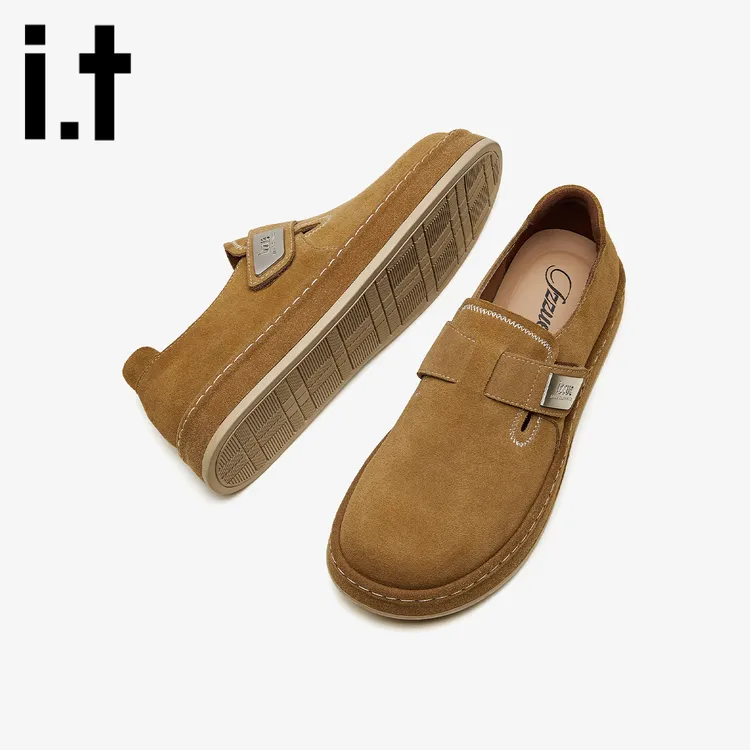 it  izzue秋寄爆款复古翻毛皮勃肯鞋男士时尚休闲厚底大头板鞋