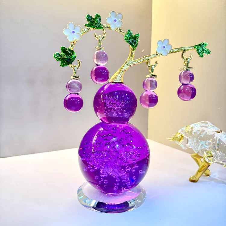 【2026新款五福】水晶玻璃葫芦客厅玄关电视柜办公室创意家装饰礼品