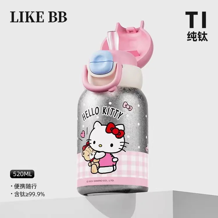 LikeBBhellokitty钛杯保温杯女生高颜值新款纯钛水杯吸管杯子礼物