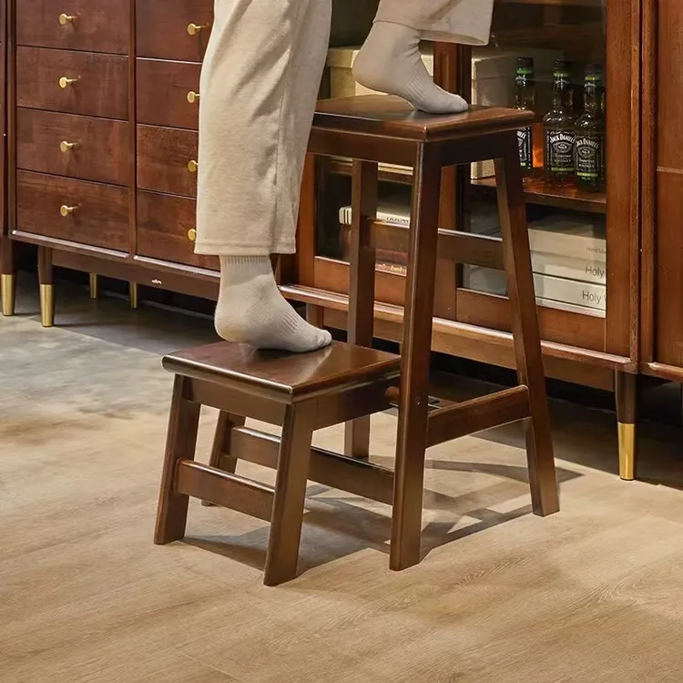 实木可折叠梯凳家用登高凳子两用梯子楼梯椅子木质板凳高脚换鞋凳