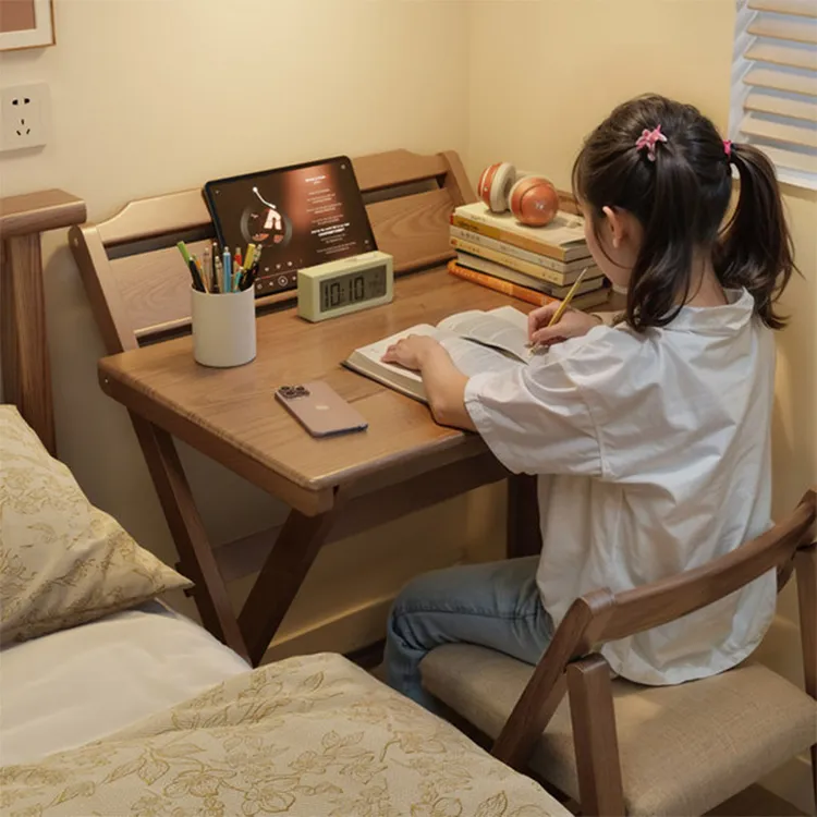 全实木折叠学习桌学生写字桌家用小户型电脑办公桌子床边简易书桌