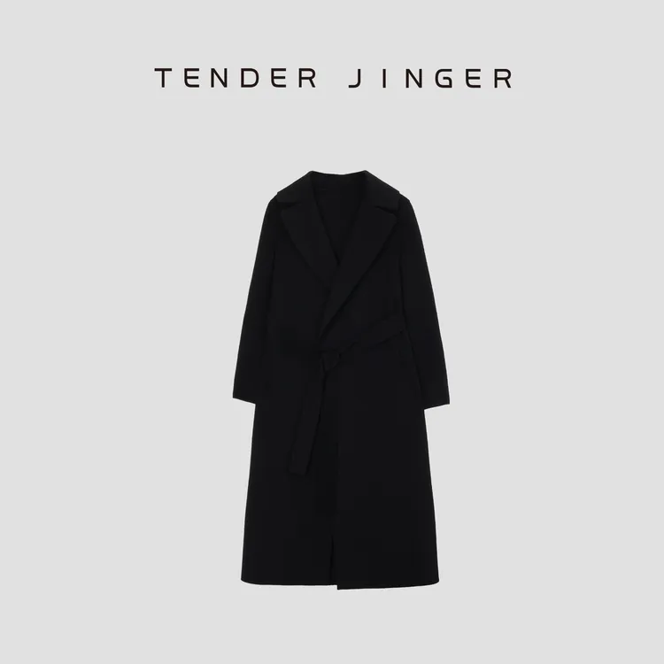 Tender Jinger【黑标】女休闲系腰带山羊绒长款毛呢大衣T44CH283H