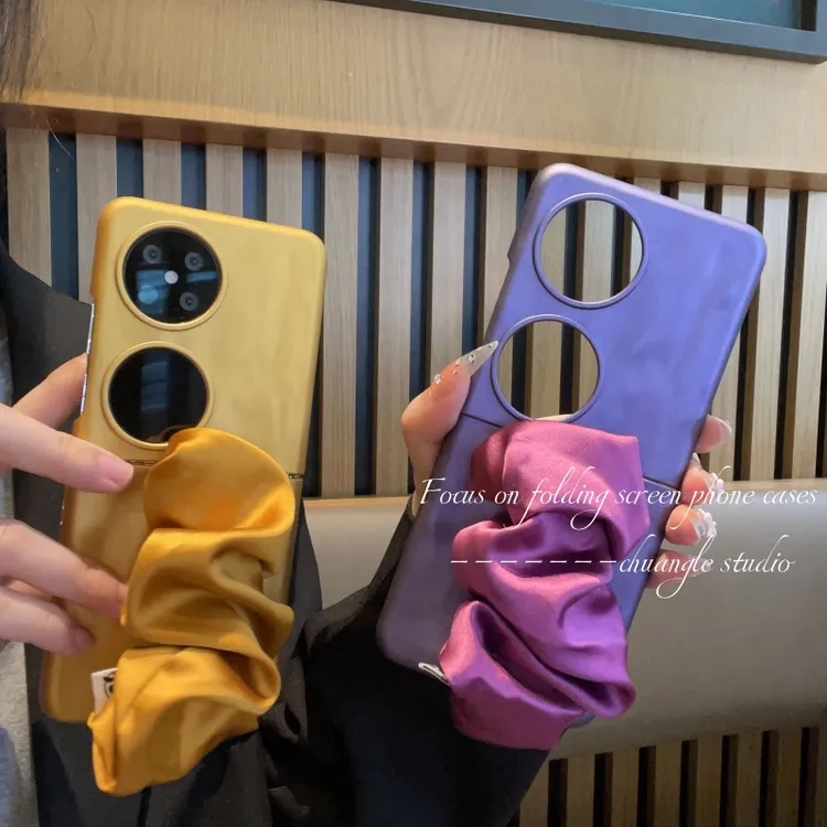 适用于华为pocket2手机壳几何纹烤漆壳丝巾腕带防摔保护壳p50女款