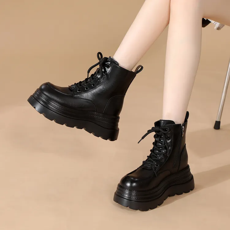 2025年秋冬新款马丁靴增高6厘米厚底女士英伦风时尚百搭爆款短靴