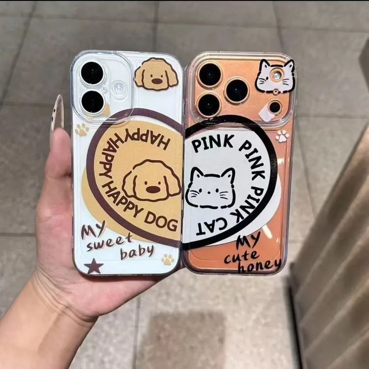爱心猫狗情侣适用iphone17Promax太空手机壳华为P70vivo小米防摔