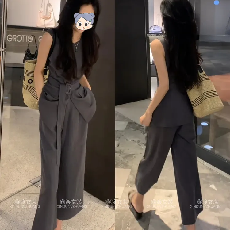 2025夏季新款时尚显瘦气质女士网红洋气两件套百搭款D21360