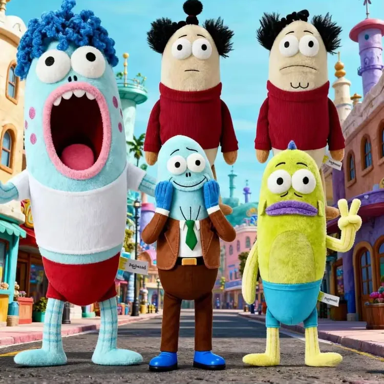 新款海绵宝宝比奇居民毛绒公仔抽象路人鱼棉花娃娃大号玩偶摆件