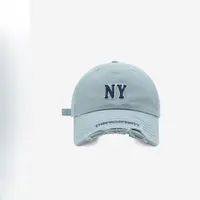 Beaunasloe2025新款软顶小标NY运动户外遮阳韩帽破洞鸭舌帽