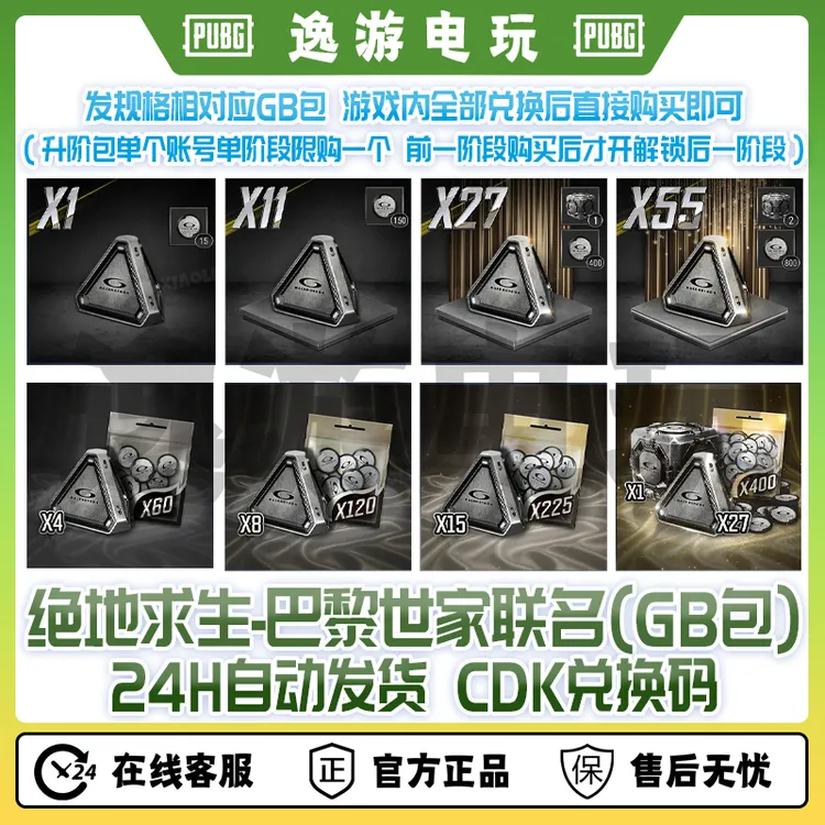 STEAMpubg绝地求生皮肤巴黎世家联名物资箱升阶包CDK兑换码【GB包】