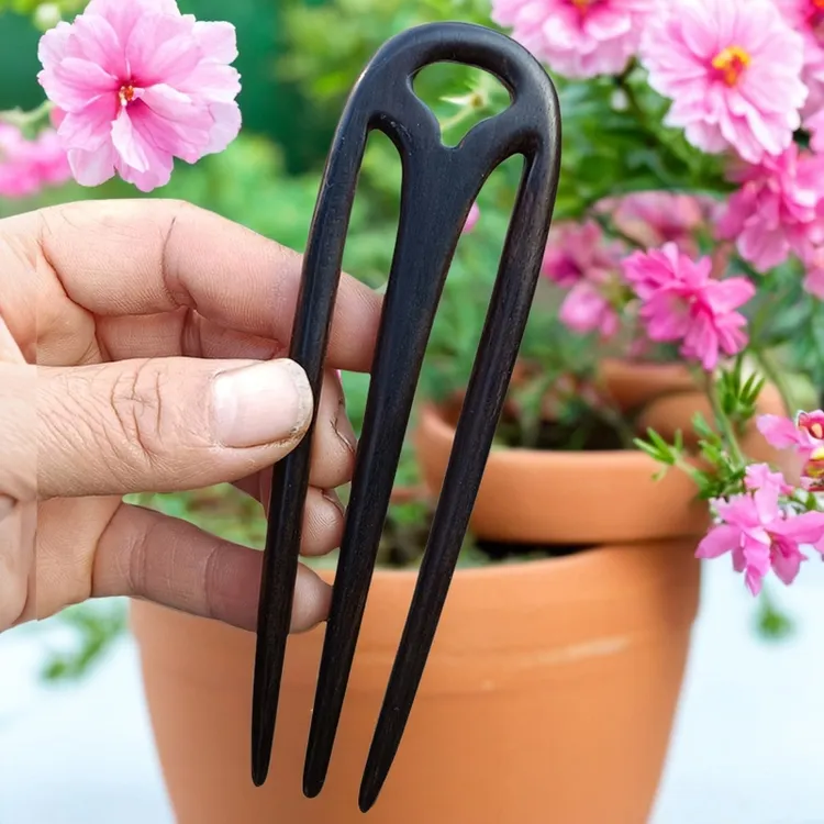 天然檀木道家步摇高级感盘发木簪中国风复古发簪U型百搭古风簪子