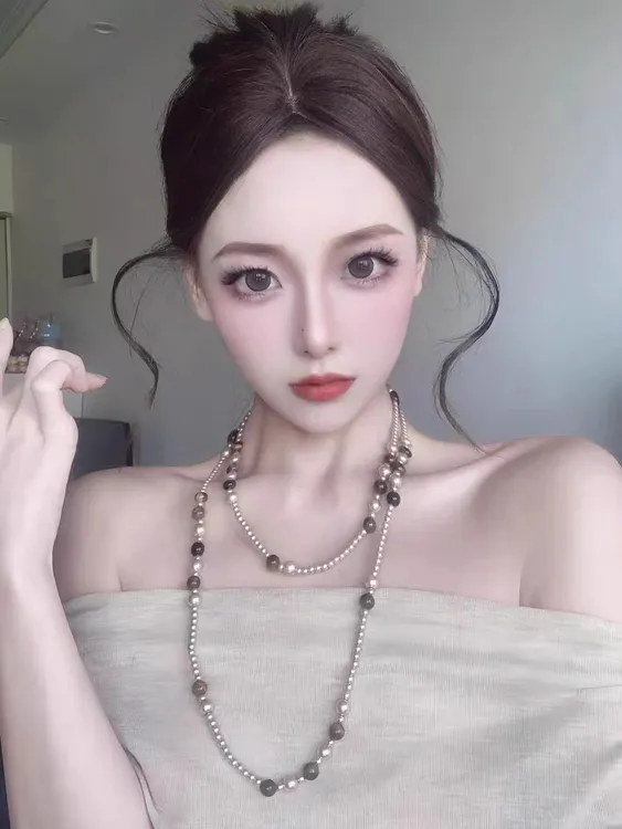 合金锆石项链 原创设计复古风女详其她法式手作颈链配饰长款