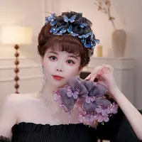 翩翩蝴蝶鲨鱼夹印花蝴蝶流苏国风减龄发夹小众设计优雅新中式头饰