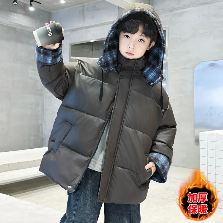 儿童装男童冬装皮衣棉服2025新款中大童棉袄冬季男孩加厚棉衣外套