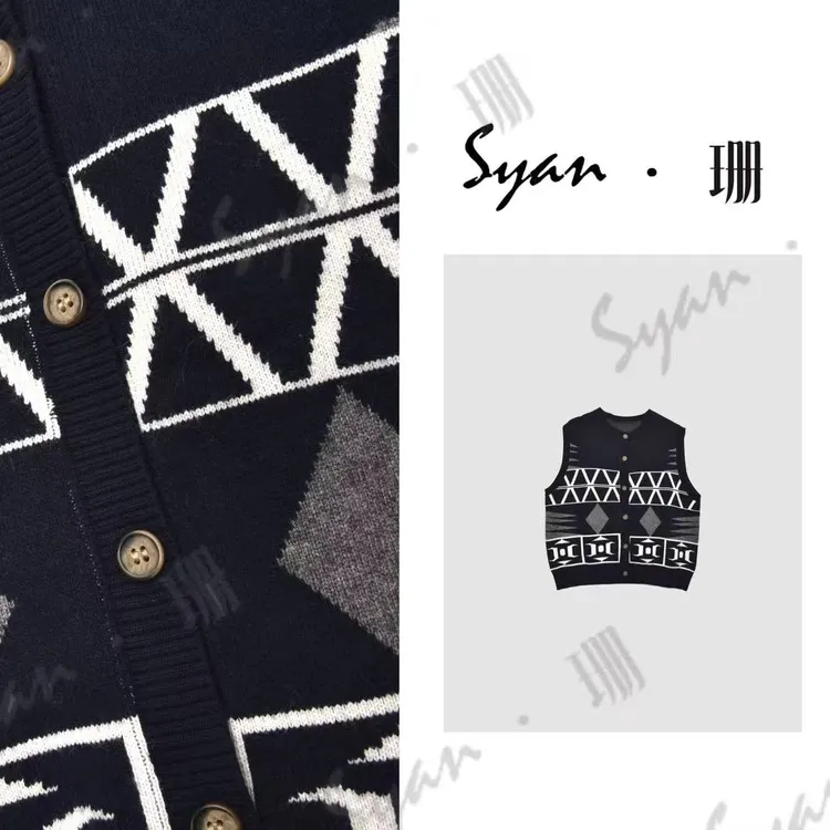 Syan【菱格交响】设计感几何线条宽松款马夹休闲女装马甲