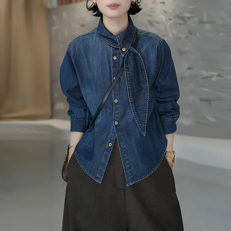 韩系翻领单排多扣衬衫女2025冬季款小众洋气时尚百搭通勤甜美上衣