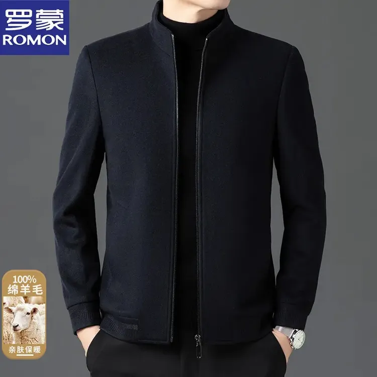 【100%羊毛】罗蒙轻奢加厚保暖立领夹克男士秋冬新款商务休闲外套厚